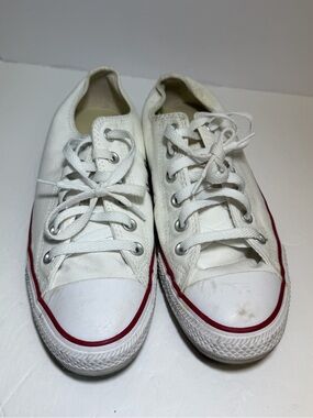 Converse Womens Sneakers Size 9 Low Top Lace Up White Red Blue